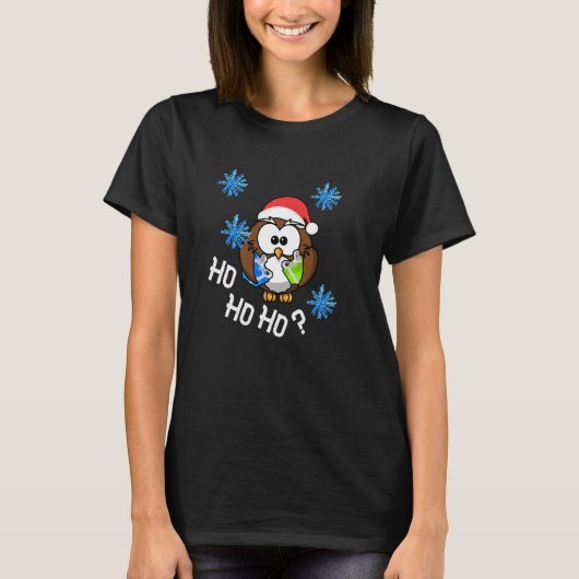 HO HO Knap Owl, kerstboomvormig design B T-shirt (Voorkant)