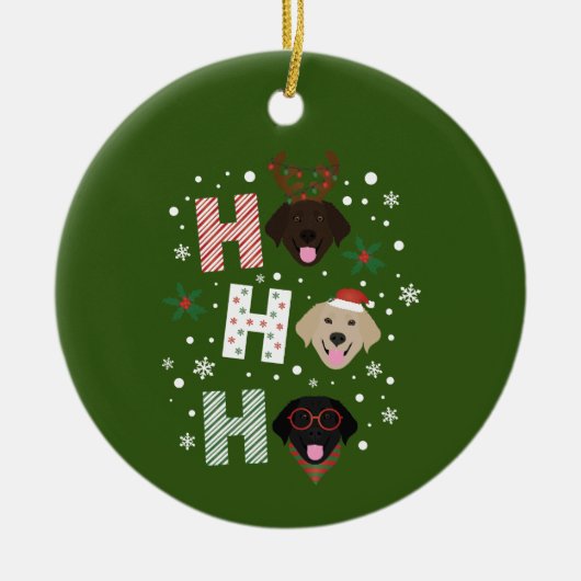 Ho Ho Labrador Retriever Vrolijk Kerstfeest Keramisch Ornament (Voorkant)