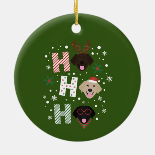 Ho Ho Labrador Retriever Vrolijk Kerstfeest Keramisch Ornament (Achterkant)