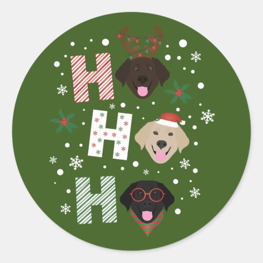 Ho Ho Labrador Retriever Vrolijk Kerstfeest Ronde Sticker (Voorkant)