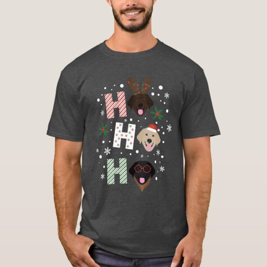 Ho Ho Labrador Retriever Vrolijk Kerstfeest T-shirt (Voorkant)