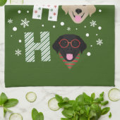 Ho Ho Labrador Retriever Vrolijk Kerstfeest Theedoek (Gevouwen)