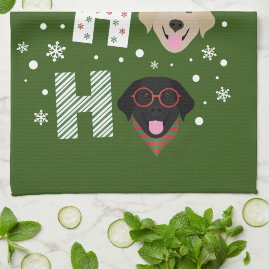 Ho Ho Labrador Retriever Vrolijk Kerstfeest Theedoek (Gevouwen)