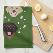 Ho Ho Labrador Retriever Vrolijk Kerstfeest Theedoek (Quarter Fold)