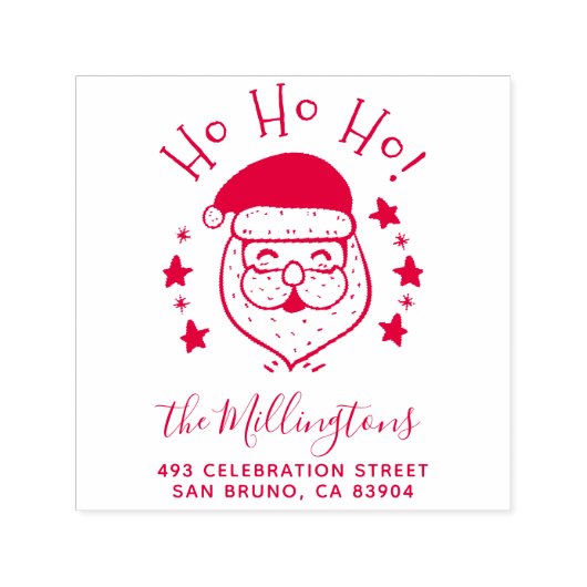 Ho Ho! | Lachend Santa Kerstmis Retouradres Zelfinktende Stempel (Design)