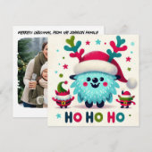 HO HO leuke pluizige Santa elves Feestdagenkaart (Voorkant / Achterkant)