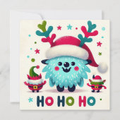 HO HO leuke pluizige Santa elves Feestdagenkaart (Voorkant)