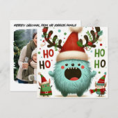 HO HO leuke pluizige Santa elves Feestdagenkaart (Voorkant / Achterkant)