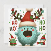 HO HO leuke pluizige Santa elves Feestdagenkaart (Voorkant)