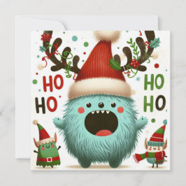 HO HO leuke pluizige Santa elves Feestdagenkaart