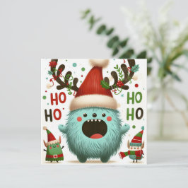 HO HO leuke pluizige Santa elves Feestdagenkaart