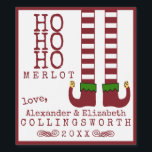 Ho Ho Merlot Christmas Wine Label gepersonaliseerd Wijn Etiket<br><div class="desc">Een humoristisch etiket voor wijnflessen. Grappige Merlot en wit gekleurde elfbenen met de woorden "Ho-Ho-Ho Merlot". Gepersonaliseerd met uw voor- en achternaam, met jaar. Ouderwets typemachine tekst. Zelfgemaakte wijn maakt een geweldig vakantiegeschenk. Ga voor meer prachtige en leuke producten naar "The Hungarican Princess - A Boutique" op zazzle.com/hungaricanprincess*. Prettige feestdagen...</div>