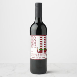 Ho Ho Merlot Christmas Wine Label gepersonaliseerd Wijn Etiket