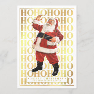 Ho Ho Merry-kerstkaarten Faux Gold Foil Kaart