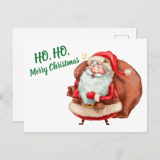 Ho Ho Merry Kerstmis Briefkaart (Voorkant / Achterkant)