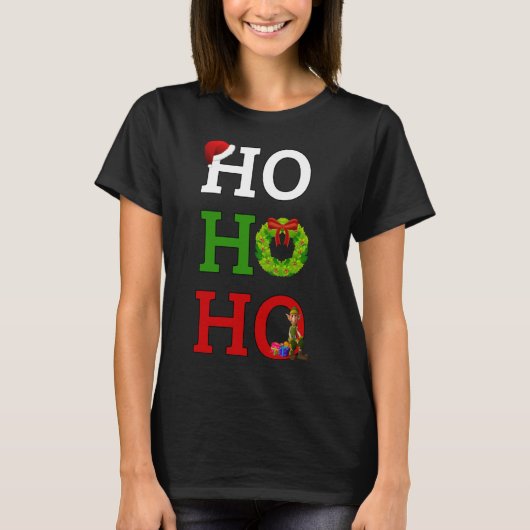 Ho Ho Merry Kerstmis Elf T-shirt (Voorkant)