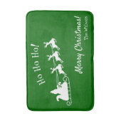 Ho Ho Merry Kerstmis met Kerstman, groen Badmat (Voorkant Verticaal)