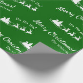 Ho Ho Merry Kerstmis met Kerstman, groen Cadeaupapier (Hoek)