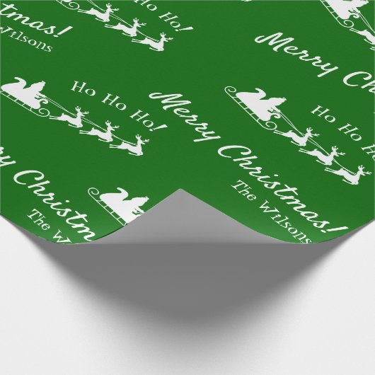 Ho Ho Merry Kerstmis met Kerstman, groen Cadeaupapier (Hoek)