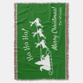 Ho Ho Merry Kerstmis met Kerstman, groen Deken (Voorkant Verticaal)