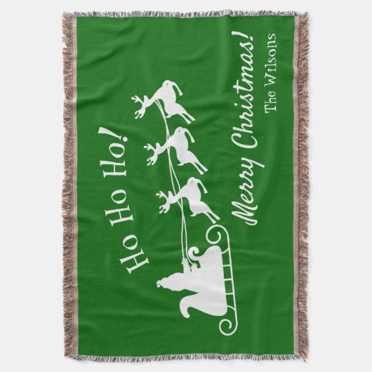 Ho Ho Merry Kerstmis met Kerstman, groen Deken (Voorkant Verticaal)