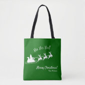 Ho Ho Merry Kerstmis met Kerstman, groen Tote Bag (Voorkant)
