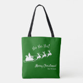 Ho Ho Merry Kerstmis met Kerstman, groen Tote Bag (Achterkant)