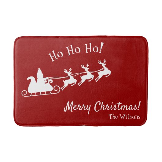 Ho Ho Merry Kerstmis met Kerstman, Red Bath Mat (Voorkant)
