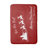 Ho Ho Merry Kerstmis met Kerstman, Red Bath Mat (Voorkant Verticaal)