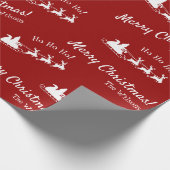 Ho Ho Merry Kerstmis met Kerstman, rood Cadeaupapier (Hoek)