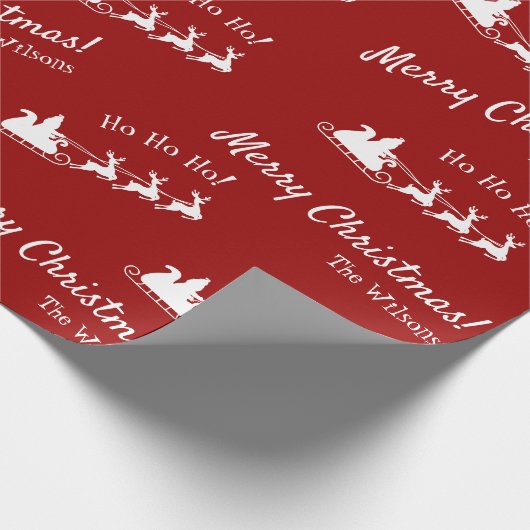 Ho Ho Merry Kerstmis met Kerstman, rood Cadeaupapier (Hoek)