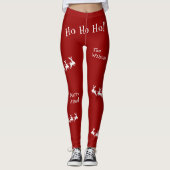 Ho Ho Merry Kerstmis met Kerstman, rood Leggings (Voorkant)