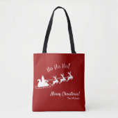 Ho Ho Merry Kerstmis met Kerstman, rood Tote Bag (Voorkant)