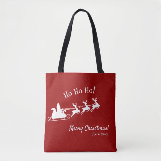 Ho Ho Merry Kerstmis met Kerstman, rood Tote Bag (Voorkant)