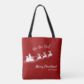 Ho Ho Merry Kerstmis met Kerstman, rood Tote Bag (Achterkant)