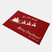 Ho Ho Merry Kerstmis met Santa, Red Doormat Deurmat (Schuin)