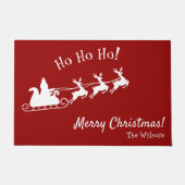 Ho Ho Merry Kerstmis met Santa, Red Doormat Deurmat (Voorkant)