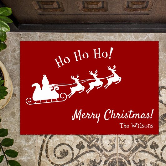 Ho Ho Merry Kerstmis met Santa, Red Doormat Deurmat