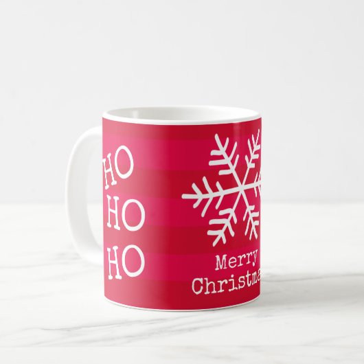 Ho Ho Merry Kerstmis Snowflake Koffiemok (Voorkant links)