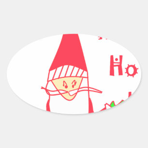 Ho Ho Merry Kerstmis van Santa.png Ovale Sticker