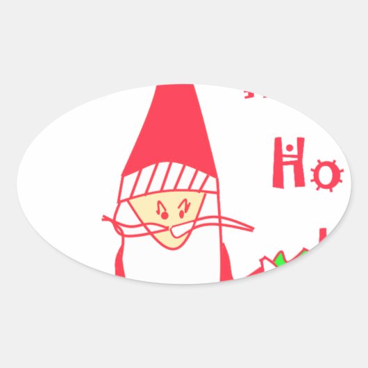 Ho Ho Merry Kerstmis van Santa.png Ovale Sticker (Voorkant)