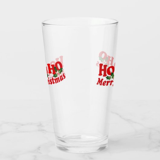 Ho Ho Merry-kerstrood met heilig Glas (Links)