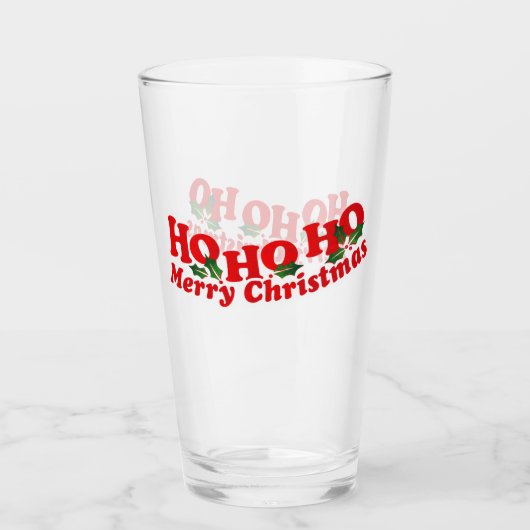 Ho Ho Merry-kerstrood met heilig Glas (Voorkant)