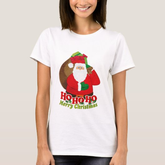 Ho Ho Merry kerstsanta dames t-shirt (Voorkant)