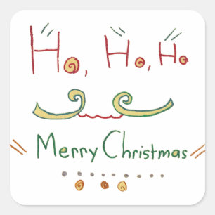 HO HO Merry Kerstticker Vierkante Sticker