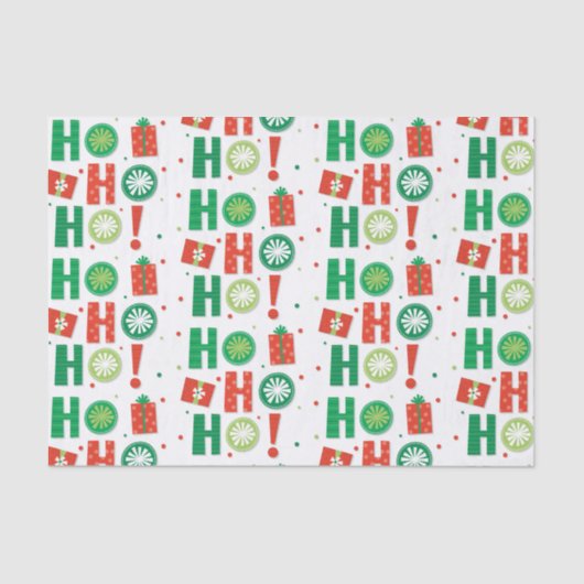 Ho Ho Modern Kerstmis Tissuepapier (Voorkant)