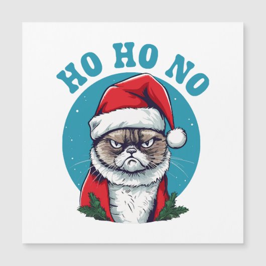 Ho ho nee - grappige chagrijnige kerstman kat (Voorkant)