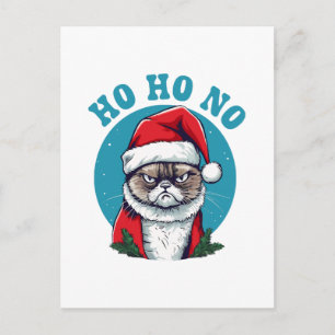 Ho ho nee - grappige chagrijnige kerstman kat briefkaart