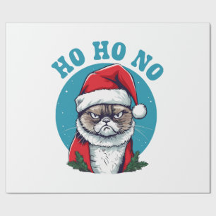 Ho ho nee - grappige chagrijnige kerstman kat cadeaupapier