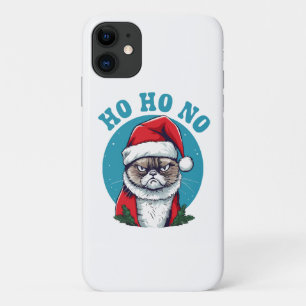 Ho ho nee - grappige chagrijnige kerstman kat Case-Mate iPhone case